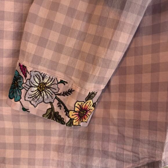 Chico’s Lavender Plaid Floral Button Down Shirt Size 0 (4/6) - Picture 4 of 9